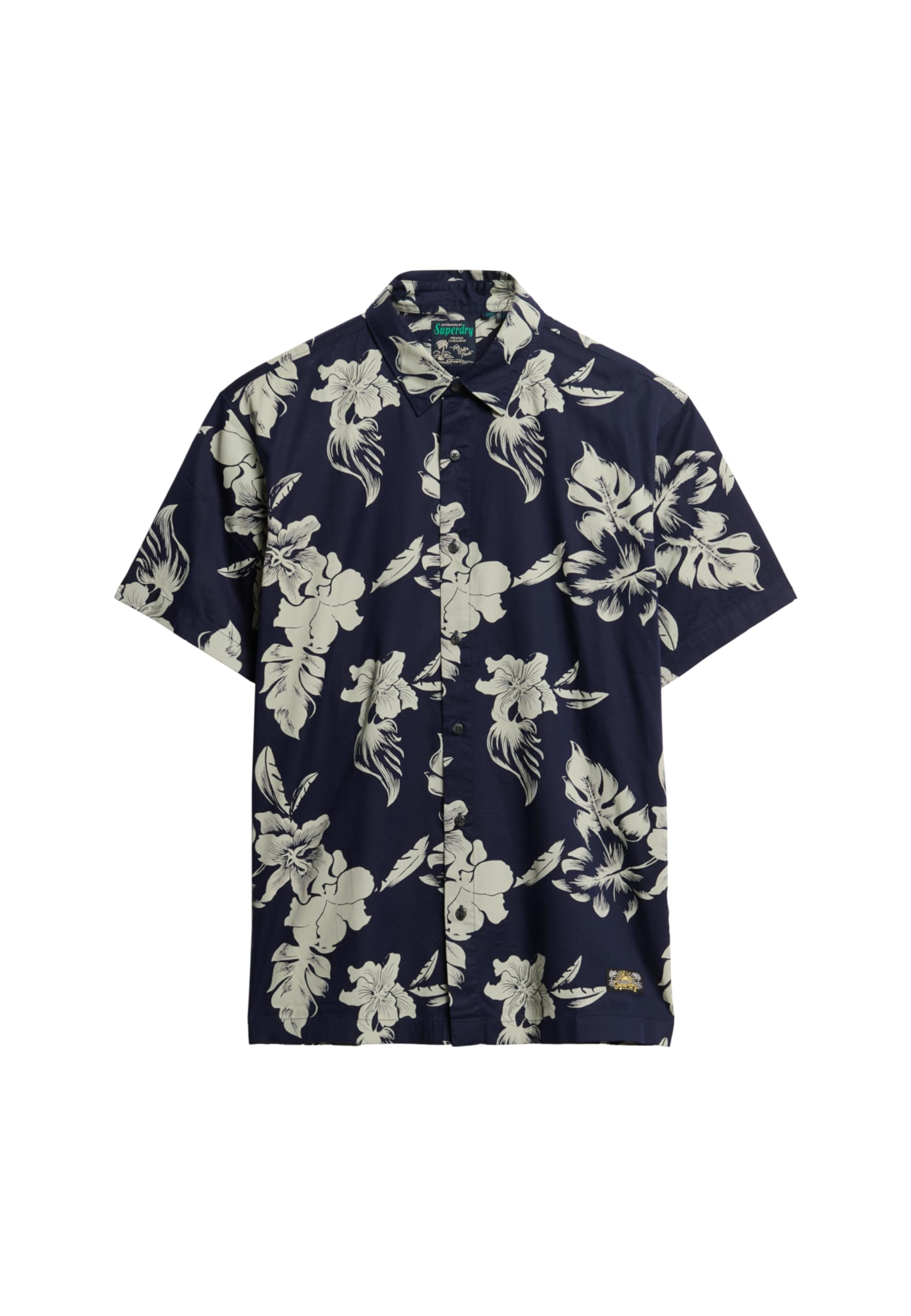 Superdry Hawaiian Print Long Sleeve Shirt XL Blue