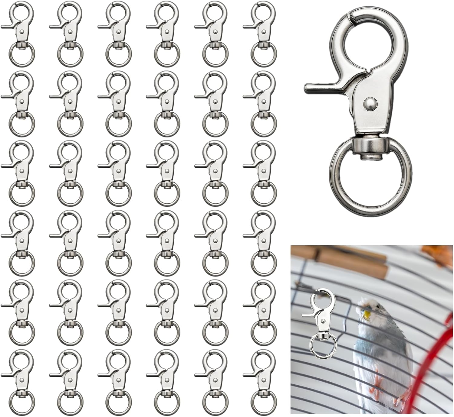 36PCS Trigger Snap Hooks, 2.36" Zinc Alloy Heavy Duty Swivel Clasp Metal Snap Clips for Dog Leash, Pet Cages, Key Chains, Bags
