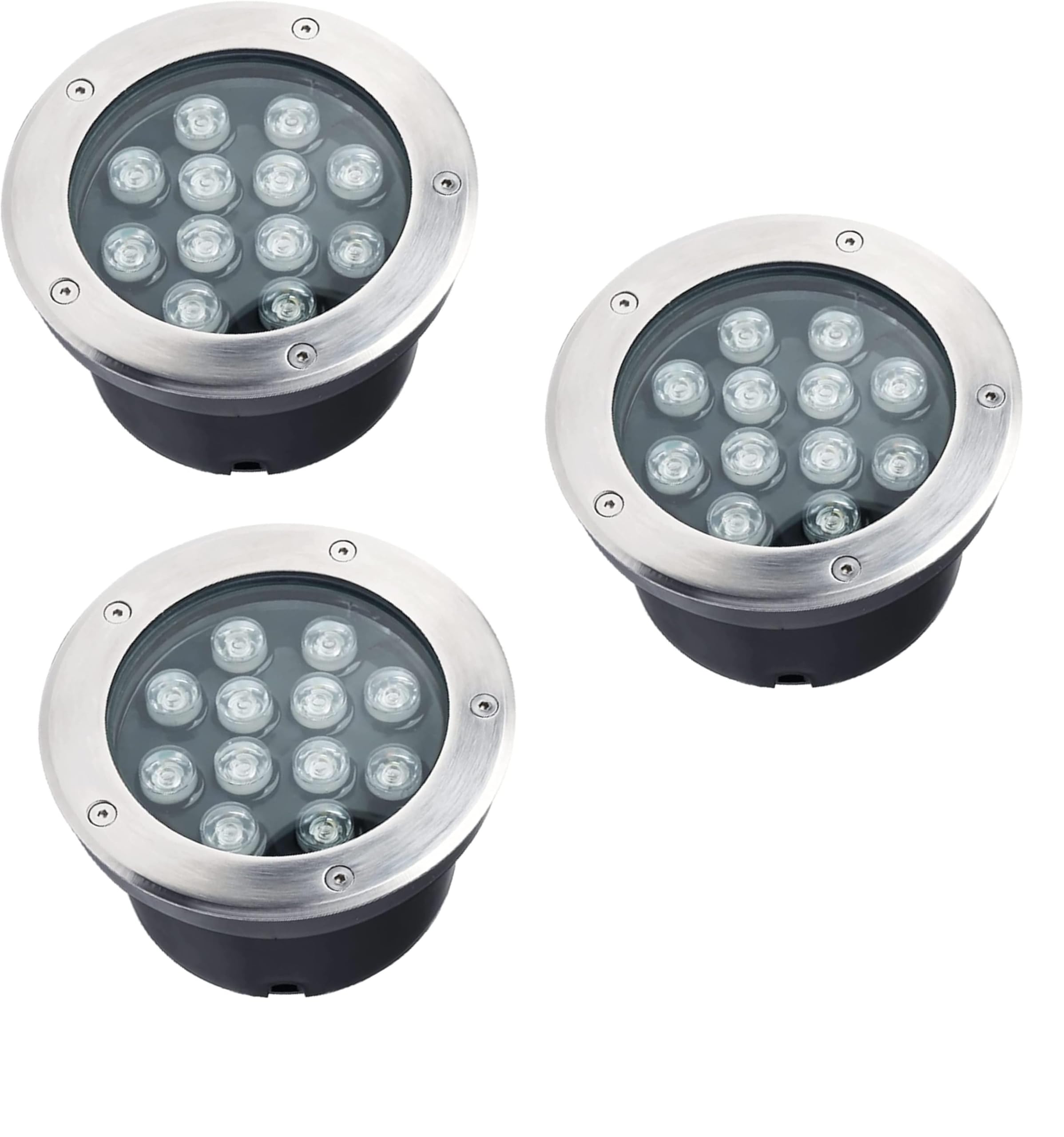 3 Pezzi Faretto a led segnapasso calpestabile da esterno viali sentieri giardino pavimento IP65 da incasso a terra luce fredda 6500k - 220V (12 watt (16 x 9 cm))