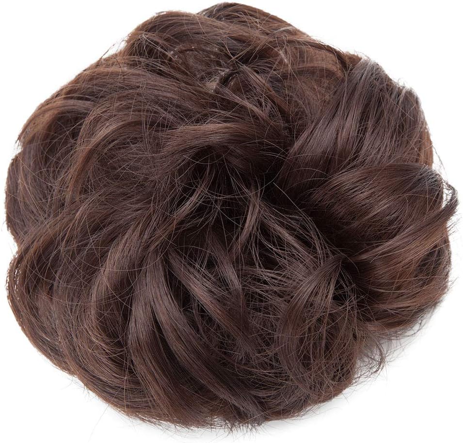 Scrunchy Scrunchie Bun Updo Hairpiece Hair Ribbon Ponytail Extensions Wavy Curly Messy Hair Bun Donut Chignon Medium Ash Brown - Image 3