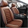 DUBOM 5 Seats Full Set Car Seat Covers for KIA picantoMorning 2017-2022, All-Weather Use Car Seat Covers, Waterproof Breathable Pu Leather Full Set Car Seat CoversBrown