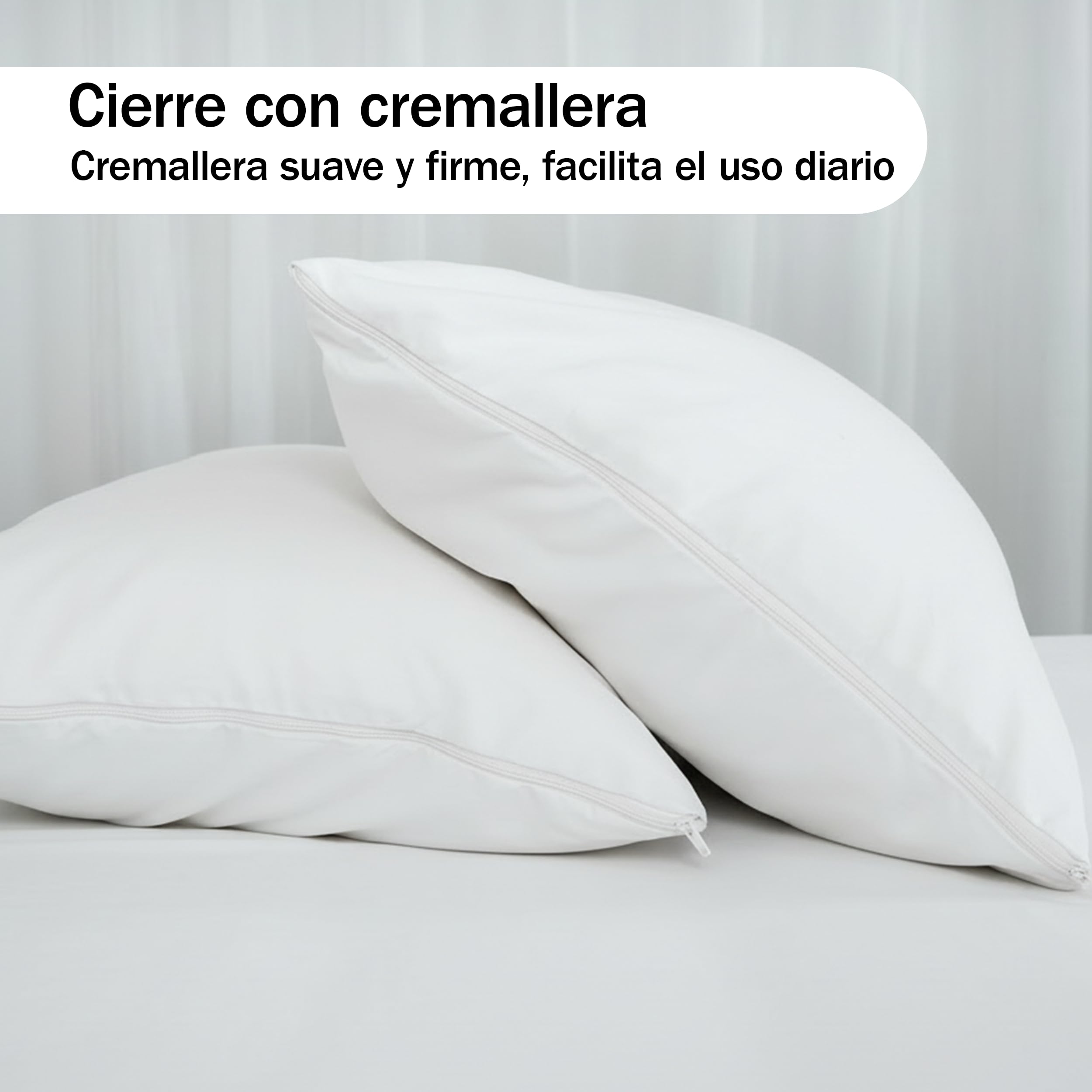 H HANSEL HOME Juego de 2 Fundas de Almohada con Cremallera – Protector de Almohada 100% Microfibra Transpirable y Suave – 70x45cm, Blanco — view 4