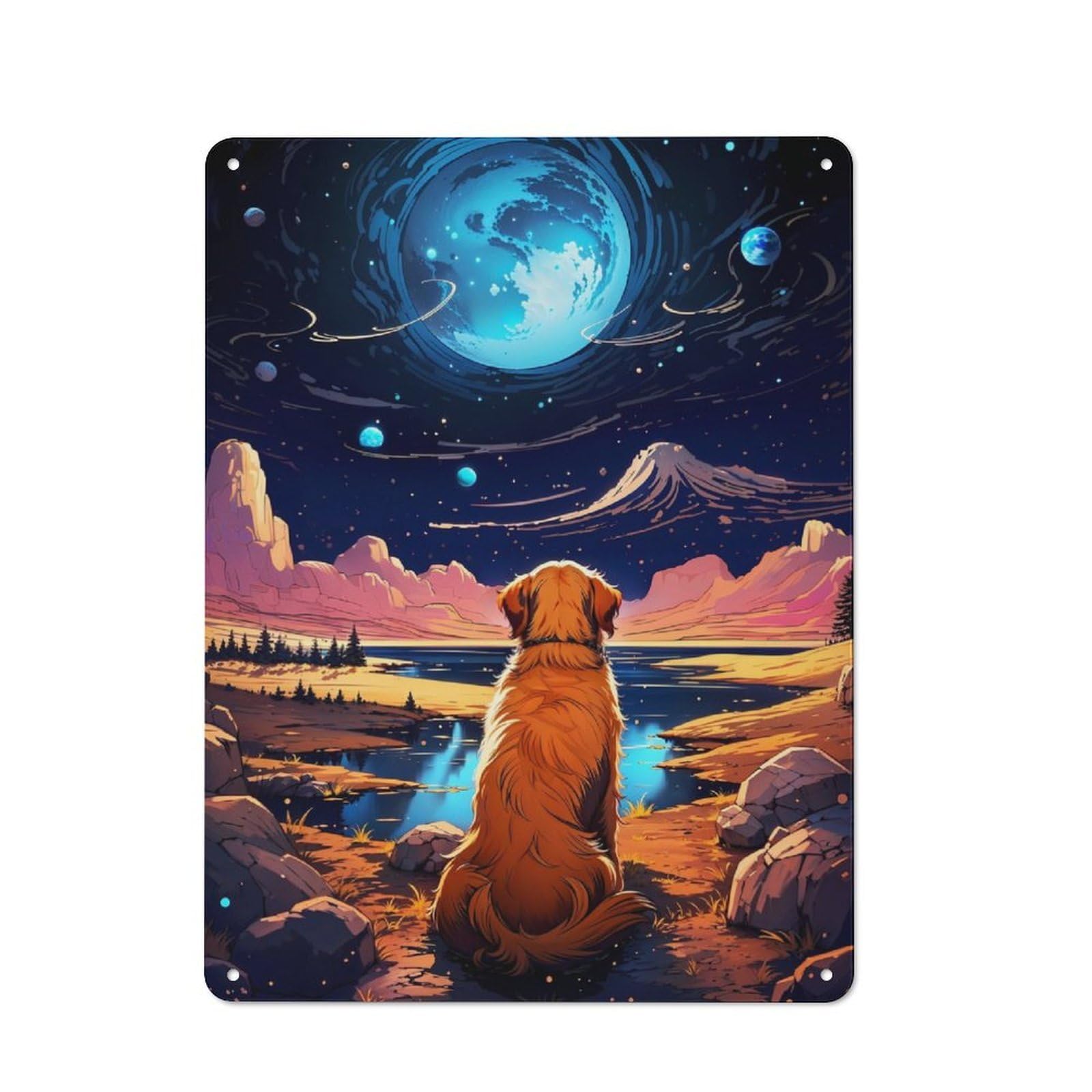 Junmoney Moonlit Vigil Metal Sign 40X30cm With For Home Bar Wall, Rustic Decor, For Collectors Decorating Home Bars And Entertaining Spaces