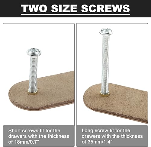 Miniatura 4 de MOOTVGOO Paquete de 10 tiradores de cuero para cajones, manijas de cuero suave color negro, estilo moderno, hechas a mano con tornillos largos y