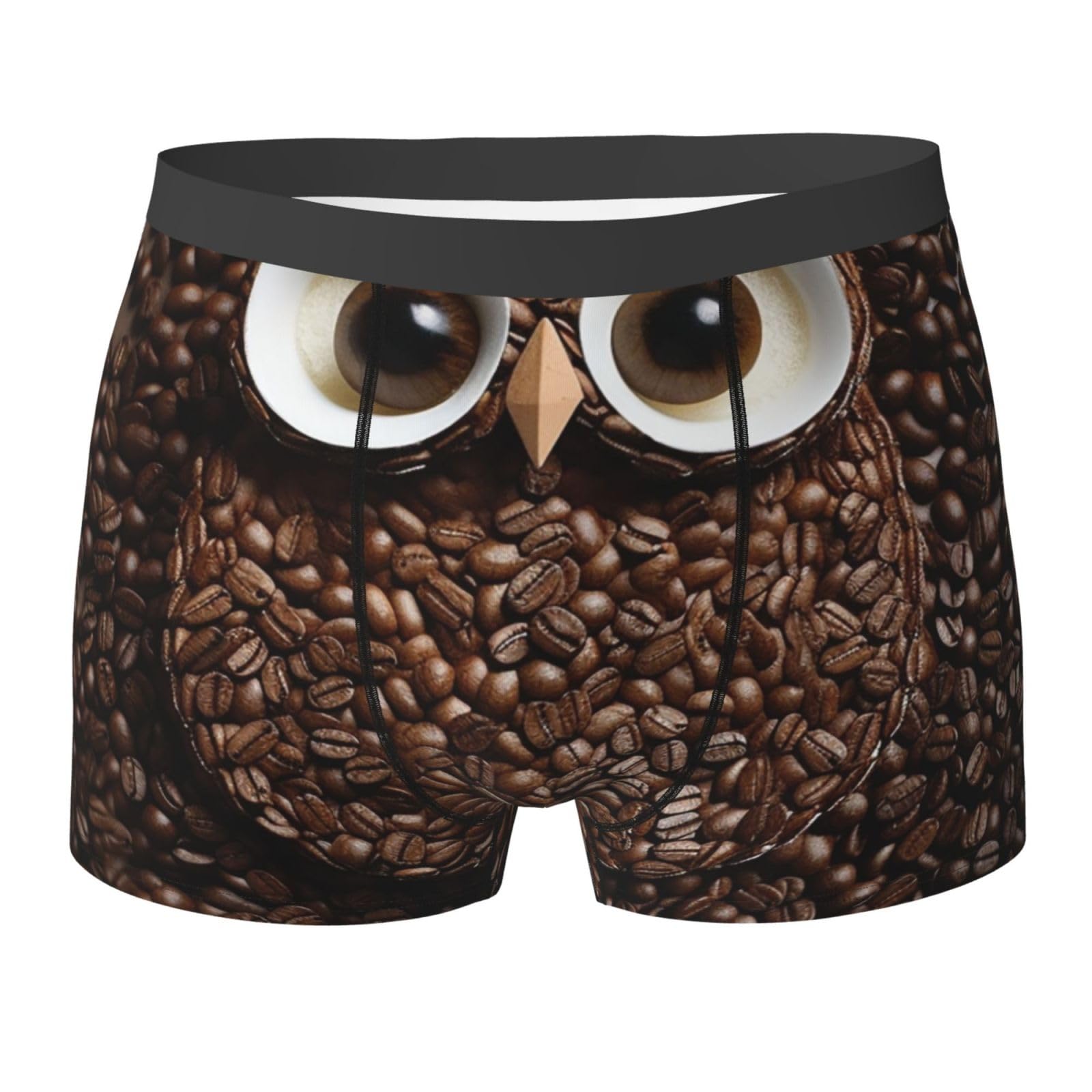 Anceky Men's As Pic Underwear Boxer Briefs Soft Stretch Boxer Briefs Breathable Coffee Bean Owl Boxers With Contour Pouch