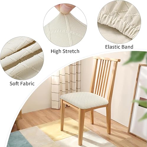 Miniatura 4 de Fundas elásticas para asiento de silla de comedor, fundas de asiento extraíbles y lavables para asiento de cocina, fundas de cojín protectoras (4,