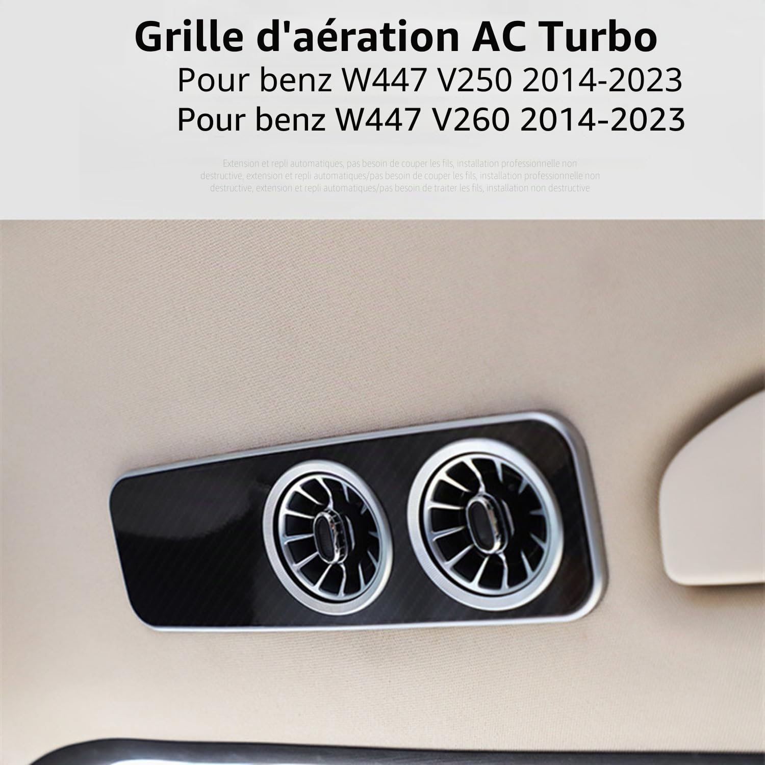 Ventilation Grille Intérieur Toit Garniture Sortie Climatisation LED Lampe Compatible avec Mercedes Benz Classe V Vito Viano Valente W447 V250 V260 2014-2023