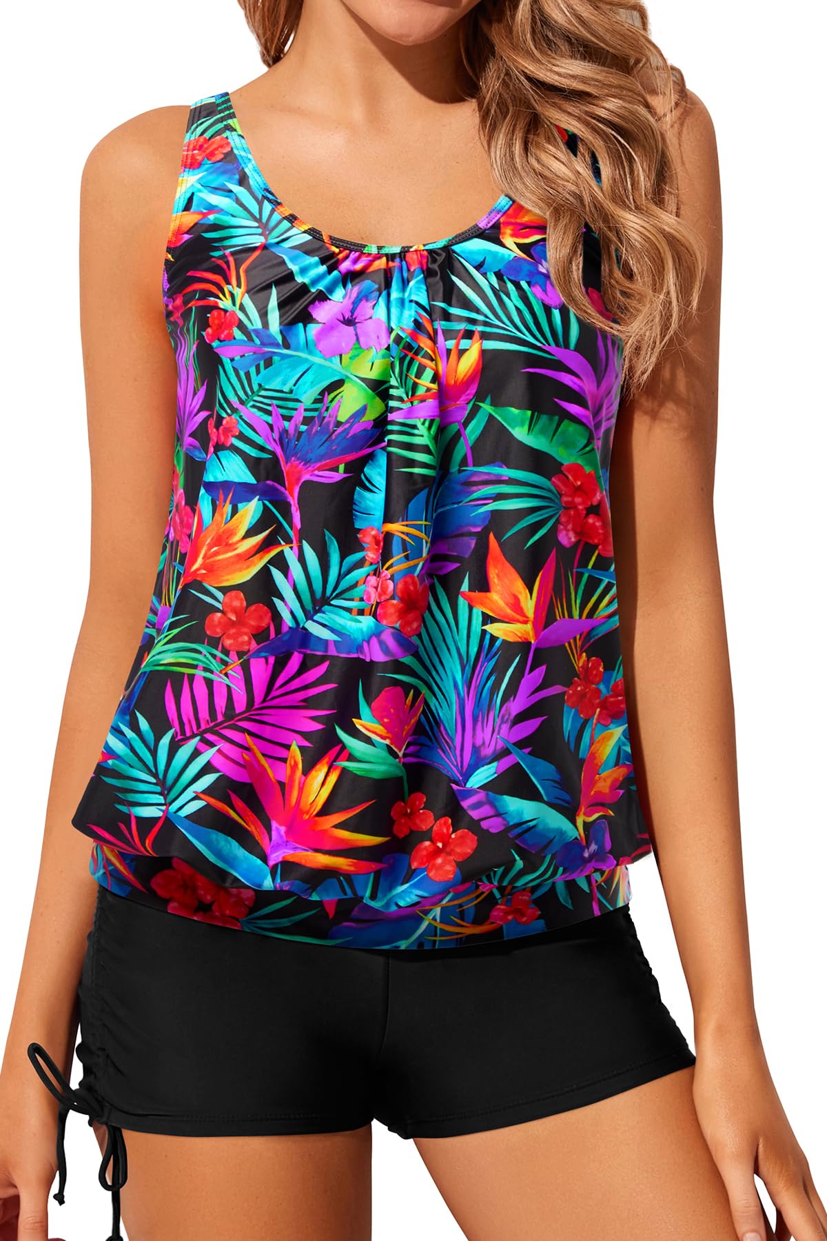 Yonique Blouson Tankini with Shorts