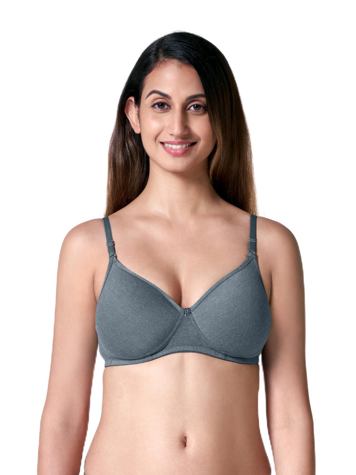 blossom Well Mould Women's T-Shirt Bra with Padded Wirefree Full Coverage Seamless Detachable Straps Back Closure Casual Bra-picture-29