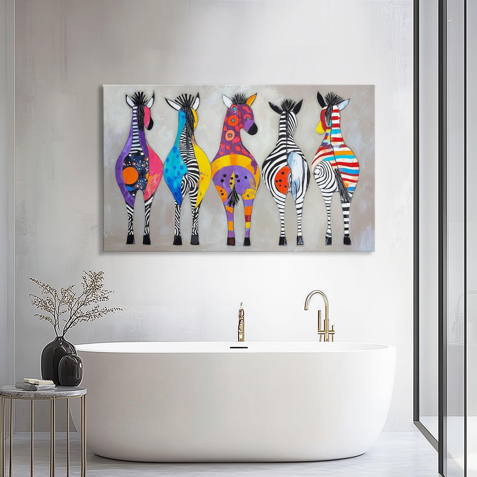 90 x 60 cm Wohnzimmer Deko Tiere Zebra Graffiti Kreativ Pop Art Wandbild Kunstdruck auf Leinwand Bild Schlafzimmer über Bett Room Kinderzimmer Decor, Vlies Wandbild Kunstdruck Wanddeko