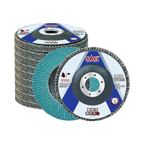 Miniatura 19 de Sali Paquete de 10 Discos de Solapa de Circonia Grano 80 de 4.5" x 7/8 Pulgadas Disco de Lijado Bisel Tipo #29 Premium e Industrial Amoladora