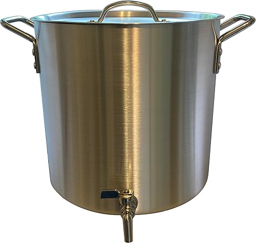 Miniatura 8 de Olla de aluminio de 10 cuartos de galón con boquilla de espita + tapa de tapa Hervidor resistente de 2.5 galones con grifo de válvula de drenaje de