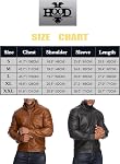 HOOD CREW Mens Retro Bomber Leather Jackets Stand Collar Faux Leather Motorcycle Jacket with Zipper Pockets