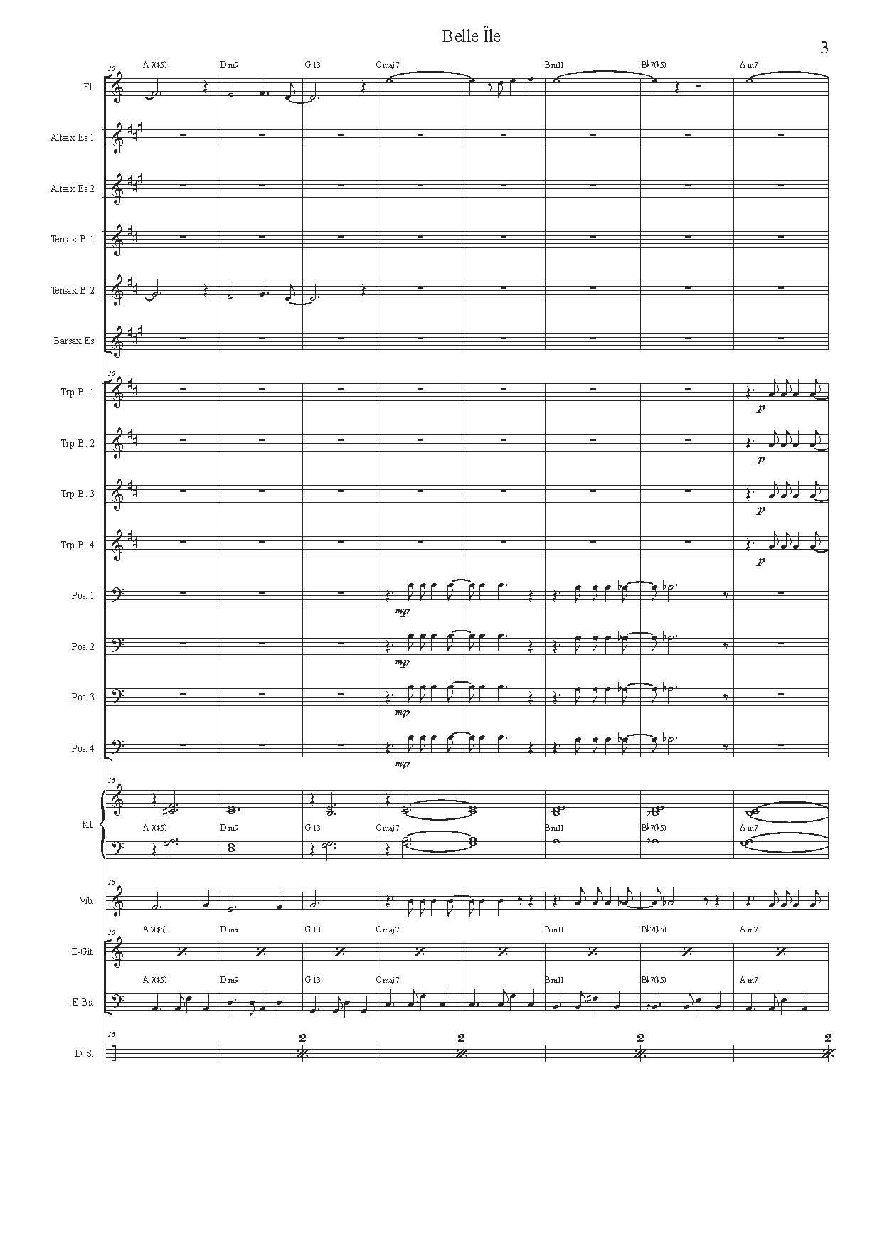 Belle Ile - Big Band Arrangement. Partitur und Stimmen: Latin Jazz for the Young Jazzband