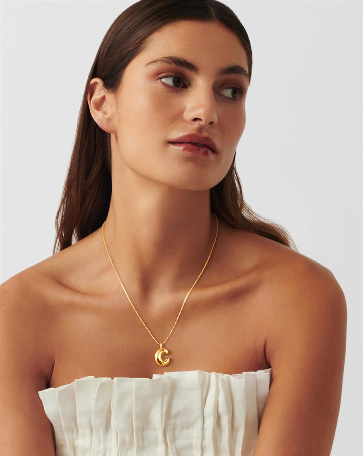 Gold Bubble Letter Initial Necklace - Personalized Dainty 14k Gold Plated Bubble Balloon Necklace for Women - Image 6