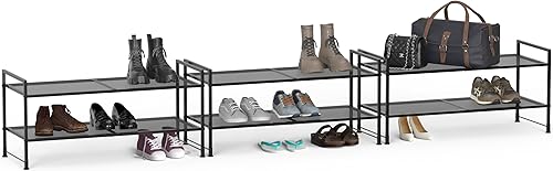 Miniatura 5 de Simple Houseware Zapatero apilable de malla de 2 niveles, negro