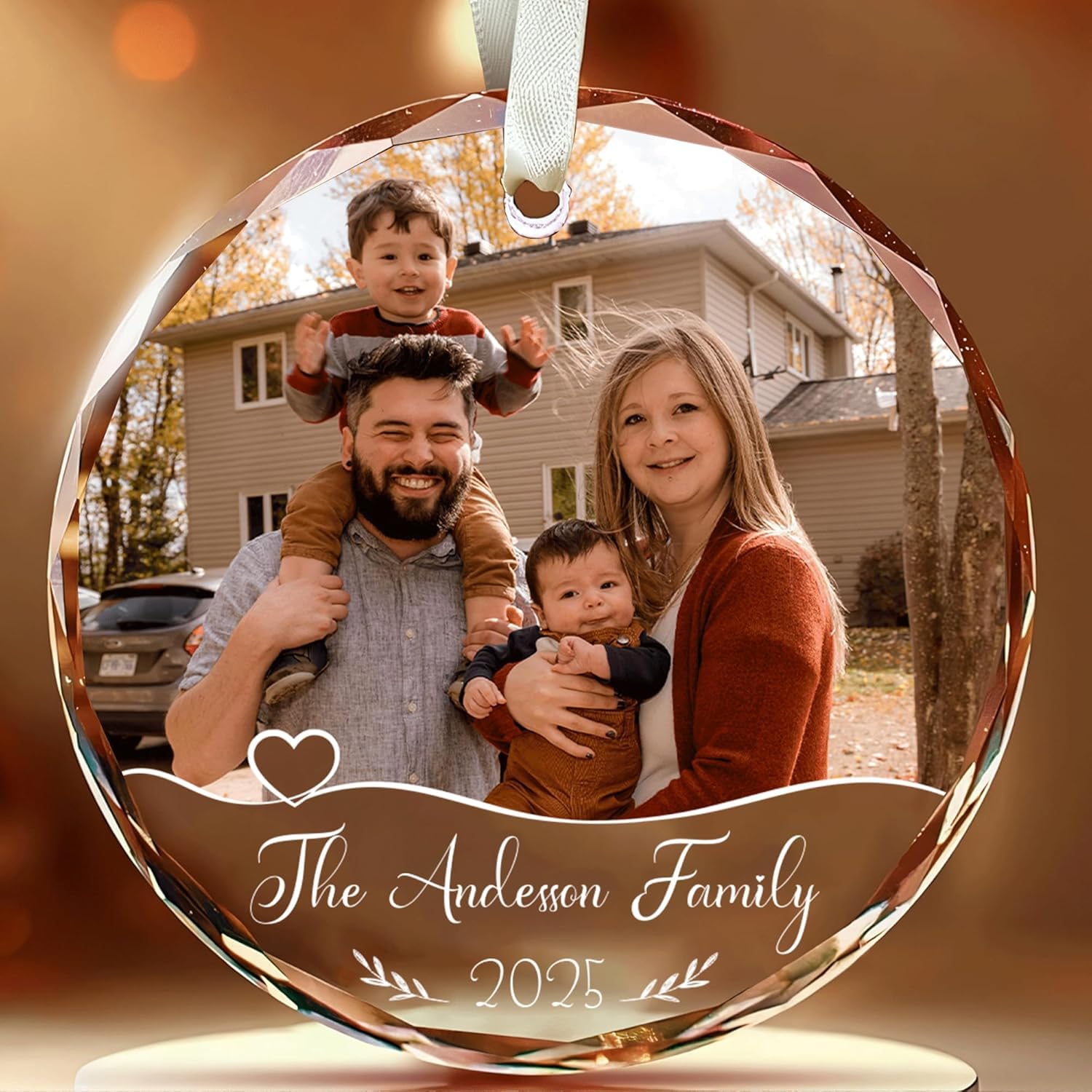 Personalised Christmas Bauble 2026 with Family Photo, Custom Xmas Tree Decoration, Personalised for Mum Dad Family Kids Friends, Photo Ornament Keepsake P1001