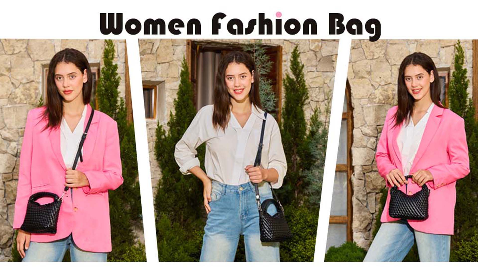 Bolso cruzado tejido para mujer con correa desmontable miniatura 7