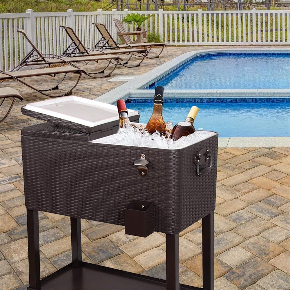 Buy SUNCOO 80 Quart Rolling Cooler Cart Ice Chest Portable for Outdoor