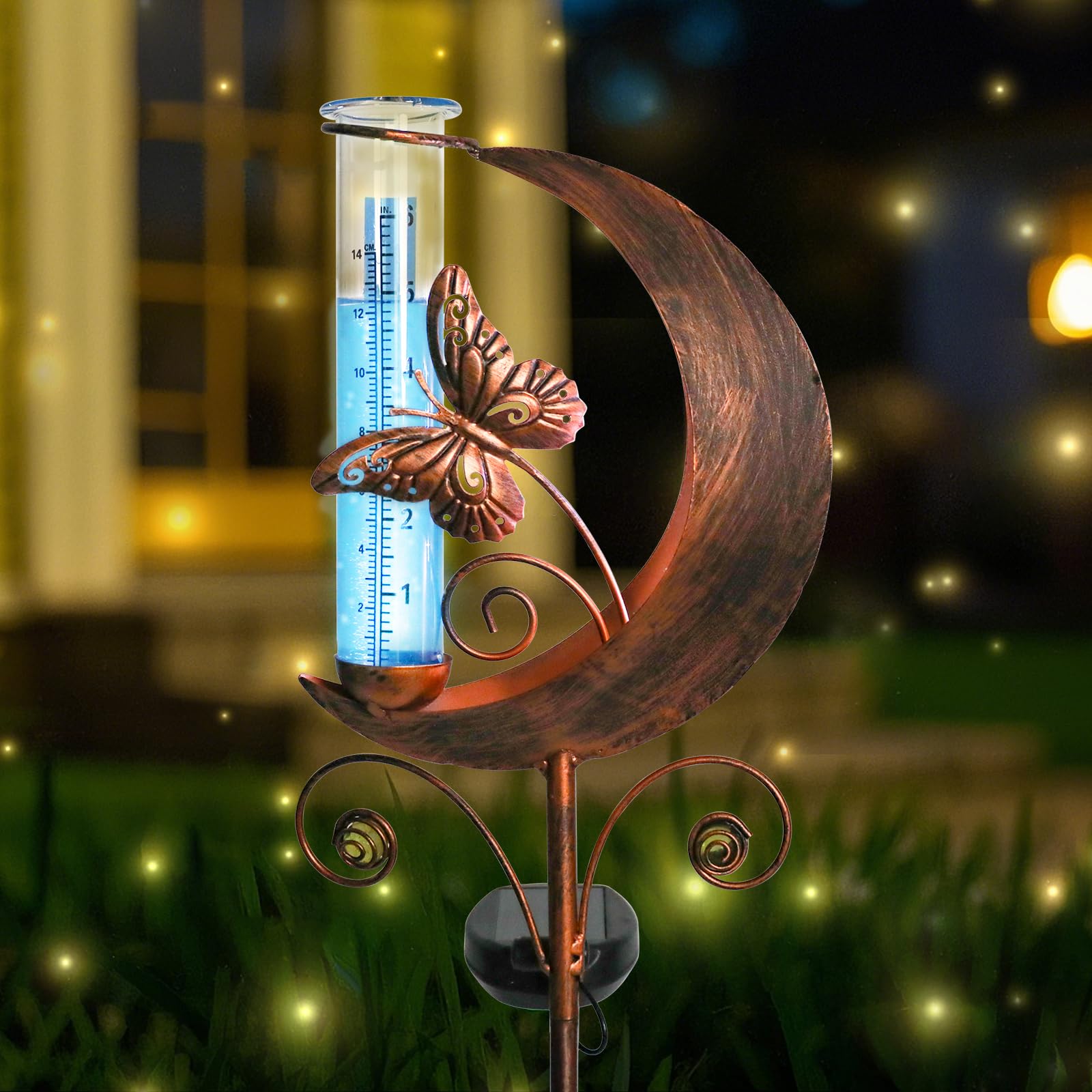 WONDER GARDEN Solar Moon Butterfly Rain Gauge