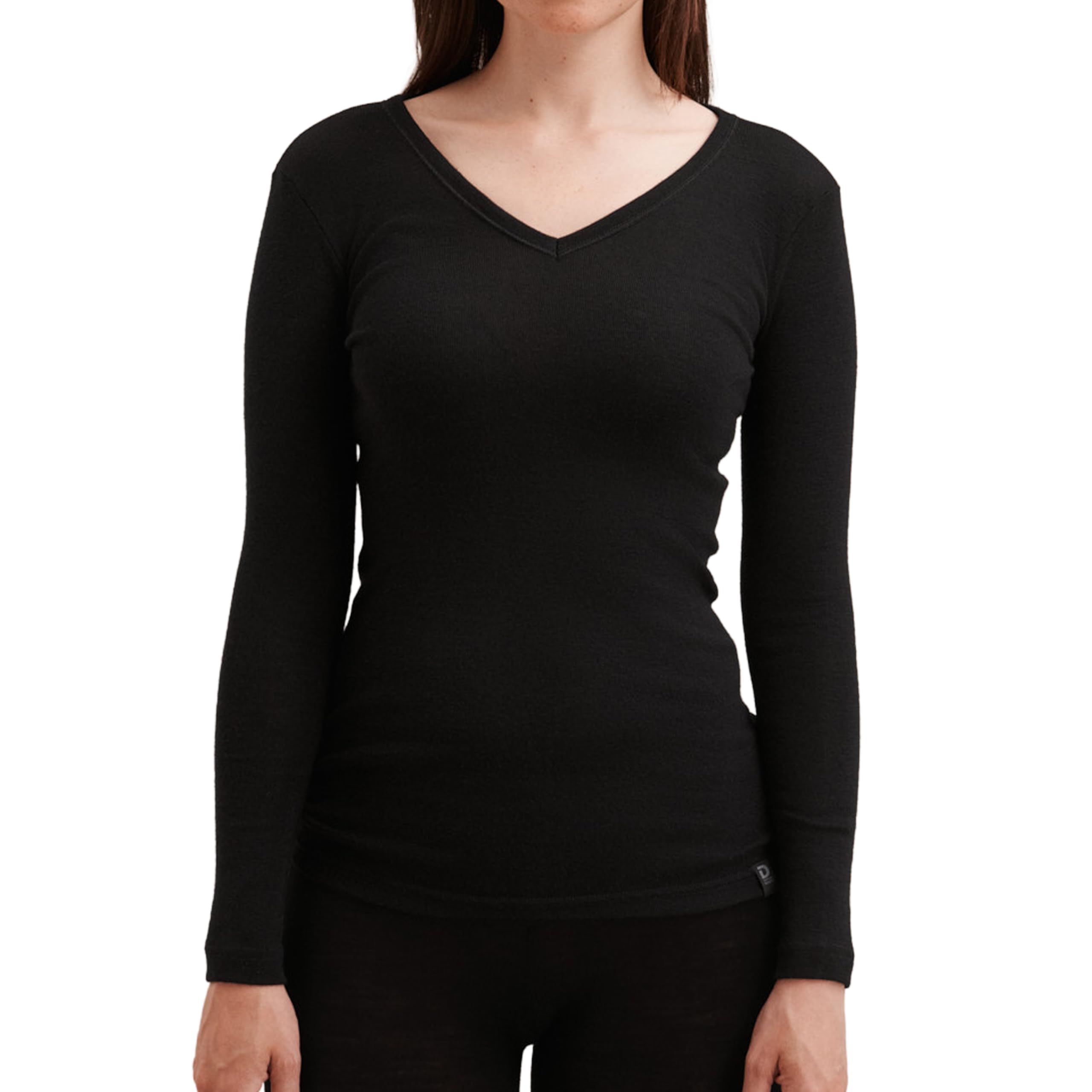 Dilling Damen Merinowolle Langarmshirt V-Ausschnitt Baselayer temperaturregulierend atmungsaktiv