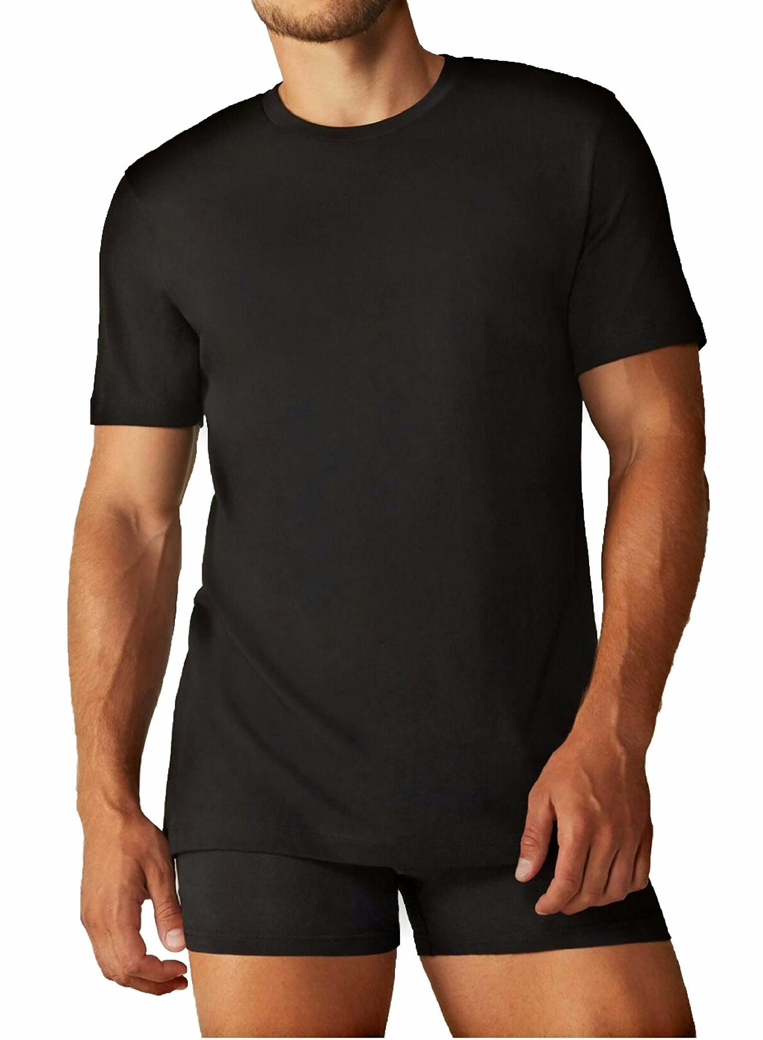 Liabel Maglietta Intima Uomo Felpata Girocollo 3-6 Pezzi Maglia Uomo Caldo Cotone Pettinato - Maglia Intima Uomo Invernale
