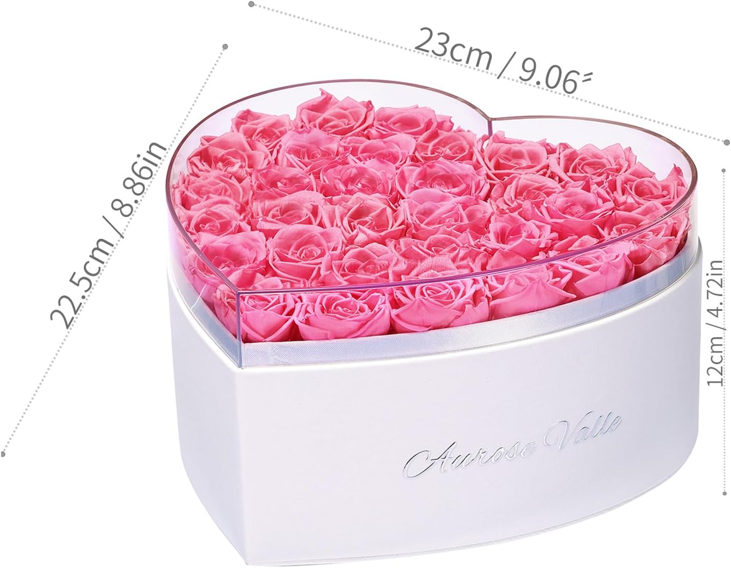 Heart Shaped About 30 Preserved Roses Gift Box, Preserved Roses in Acrylic Case, Romantic Flower Gift for Her, Valentine’s Day Gift for Girlfriend for Wife