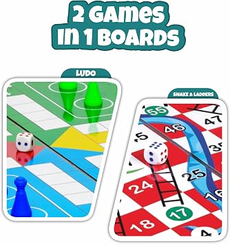 Ankit Toys & Games Ludo and Snakes and Ladders 14 Board Game Set for Kids and Families Educational Classic Game Combo Portable and Travel-Friendly with Colourful Pawns and Dice Ideal for Ages 6+