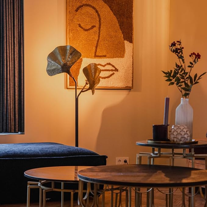 Qazqa QAZQA - Oosters Oosterse vloerlamp messing met zwart 2-lichts - Louka | Woonkamer | Slaapkamer | Keuken - Staal Organisch - E27 Geschikt voor LED - Max. 2 x 40 Watt photo 2