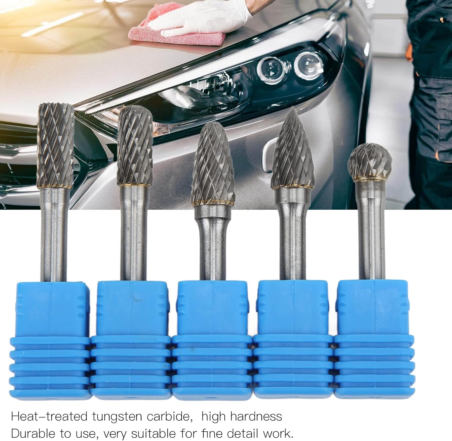 5pcs 6x10mm Tungsten Carbide Double Cut Burr File Set, sturdy and Eco Friendly, for Machinery Aviation Automobile Ship Chemical Craft Carving (ACDFG)