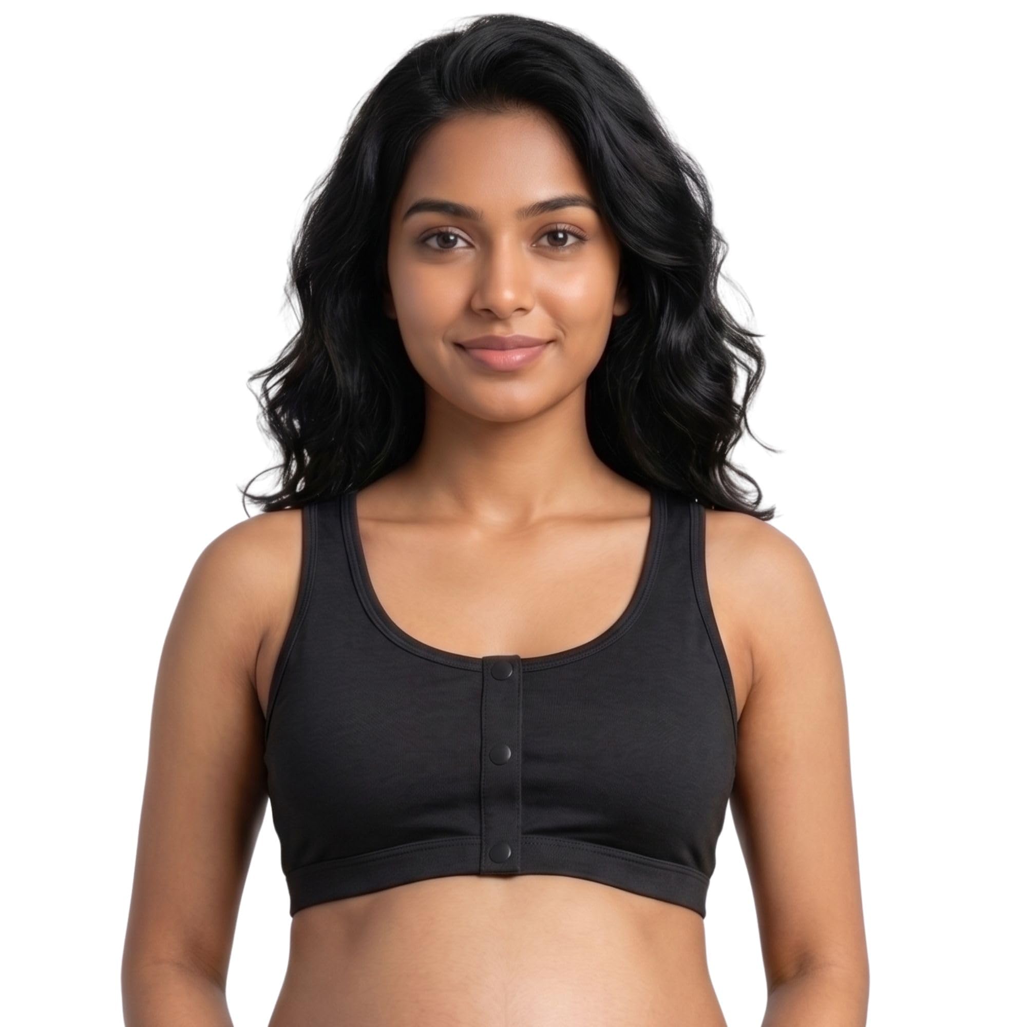 dchica Essentials Snap Front Open Feeding Bra for Women, Wire-Free Nursing Bra with Removable Pads (Viscose Spandex) Full Coverage Open Maternity Bra (Size_M to 3XL) Color-Black-picture-3