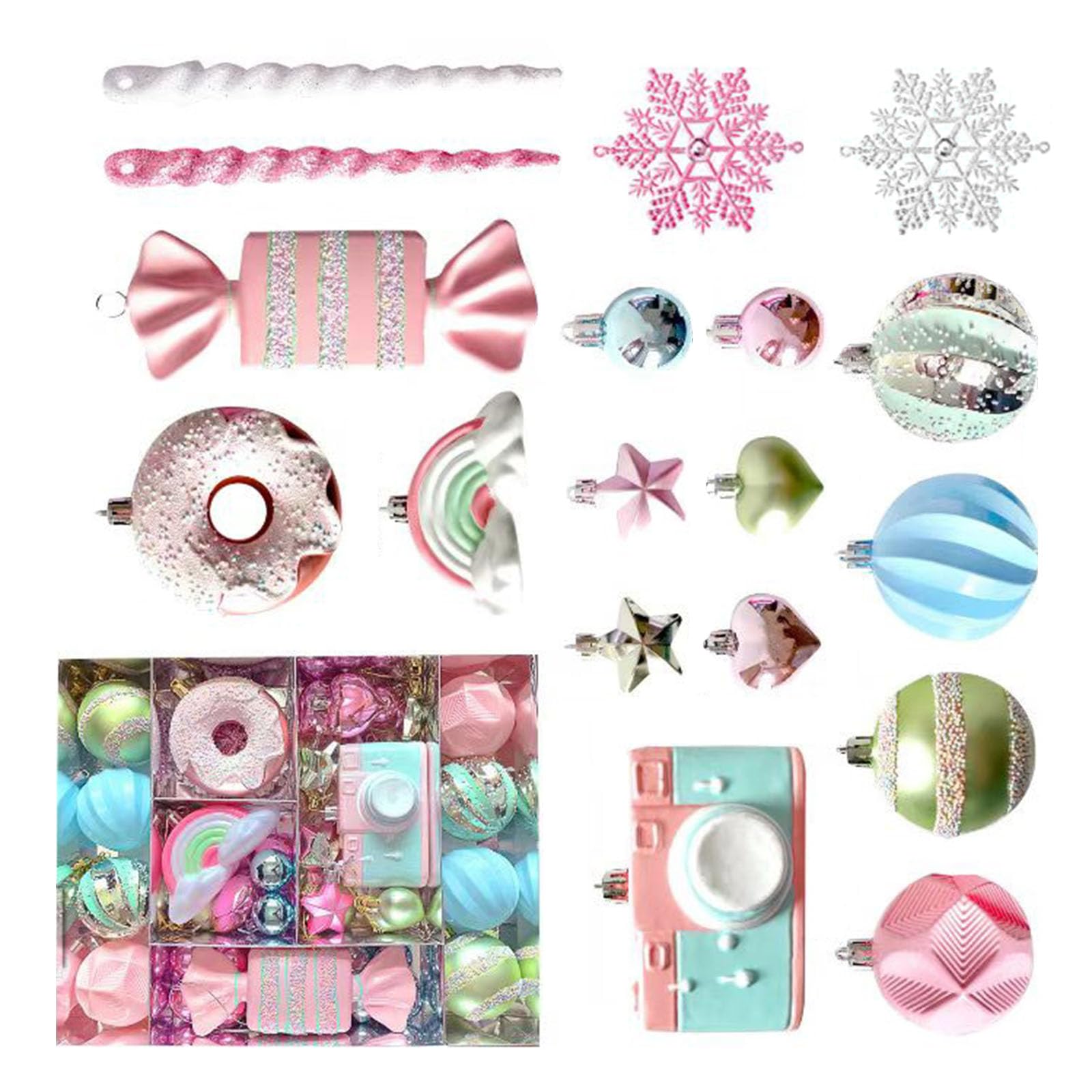 Décorations pour sapin de Noël suspendre extérieur lot 60 suspensions multicolores