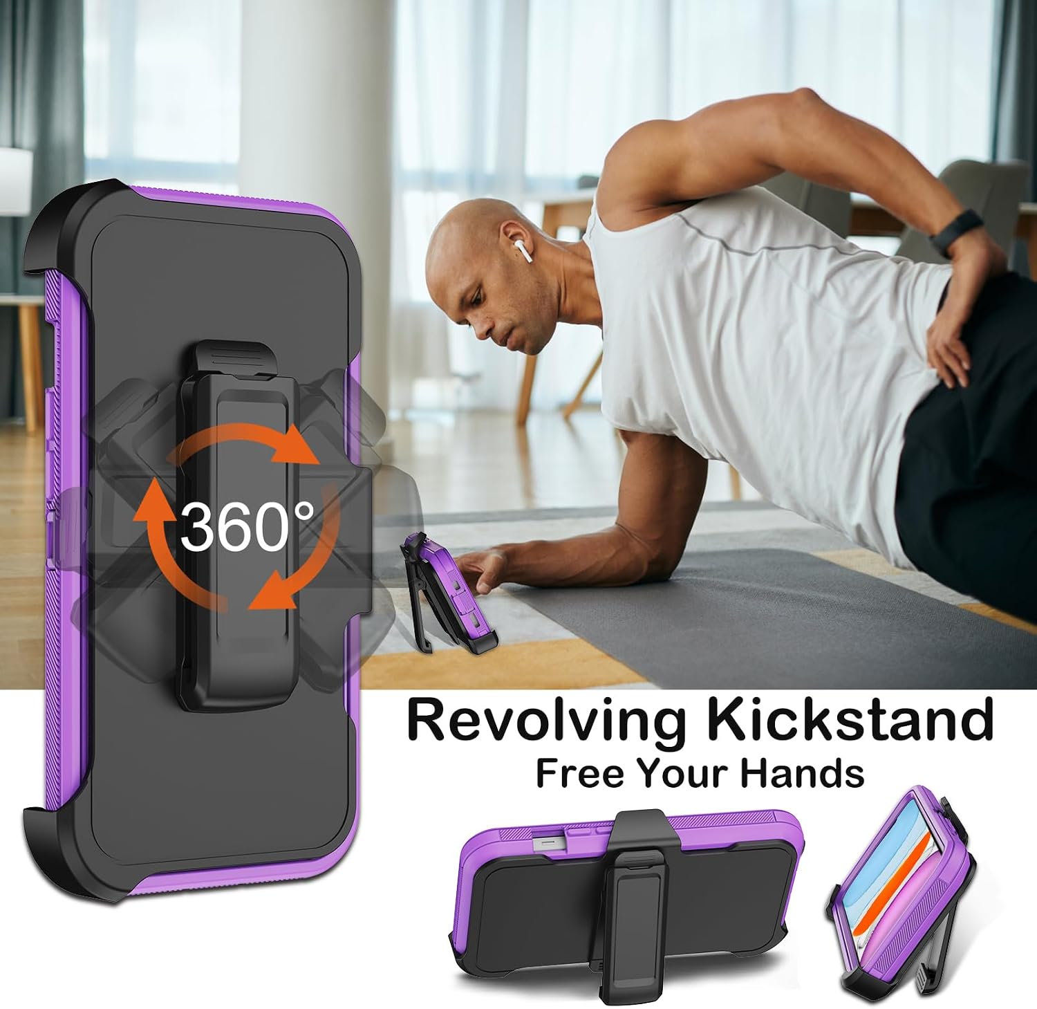 KECAI for iPhone 11 Case with Belt Clip Holster,Built-in Screen Protector,Heavy Duty Shockproof Drop Protection Military Grade Durable Phone Cover with Kickstand for Apple iPhone 11 6.1" (Purple)