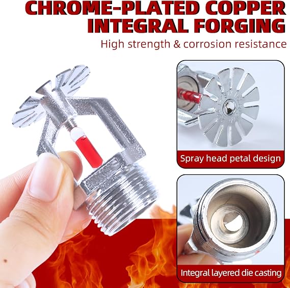 6 Pcs Fire Sprinkler Head, 3/4” NPT 155℉(68°C) Pendent Type Spray
