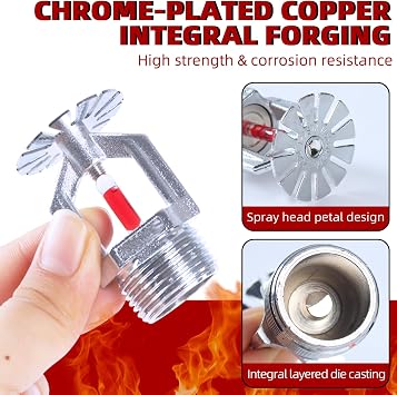 6 Pcs Fire Sprinkler Head, 3/4” NPT 155℉(68°C) Pendent Type Spray