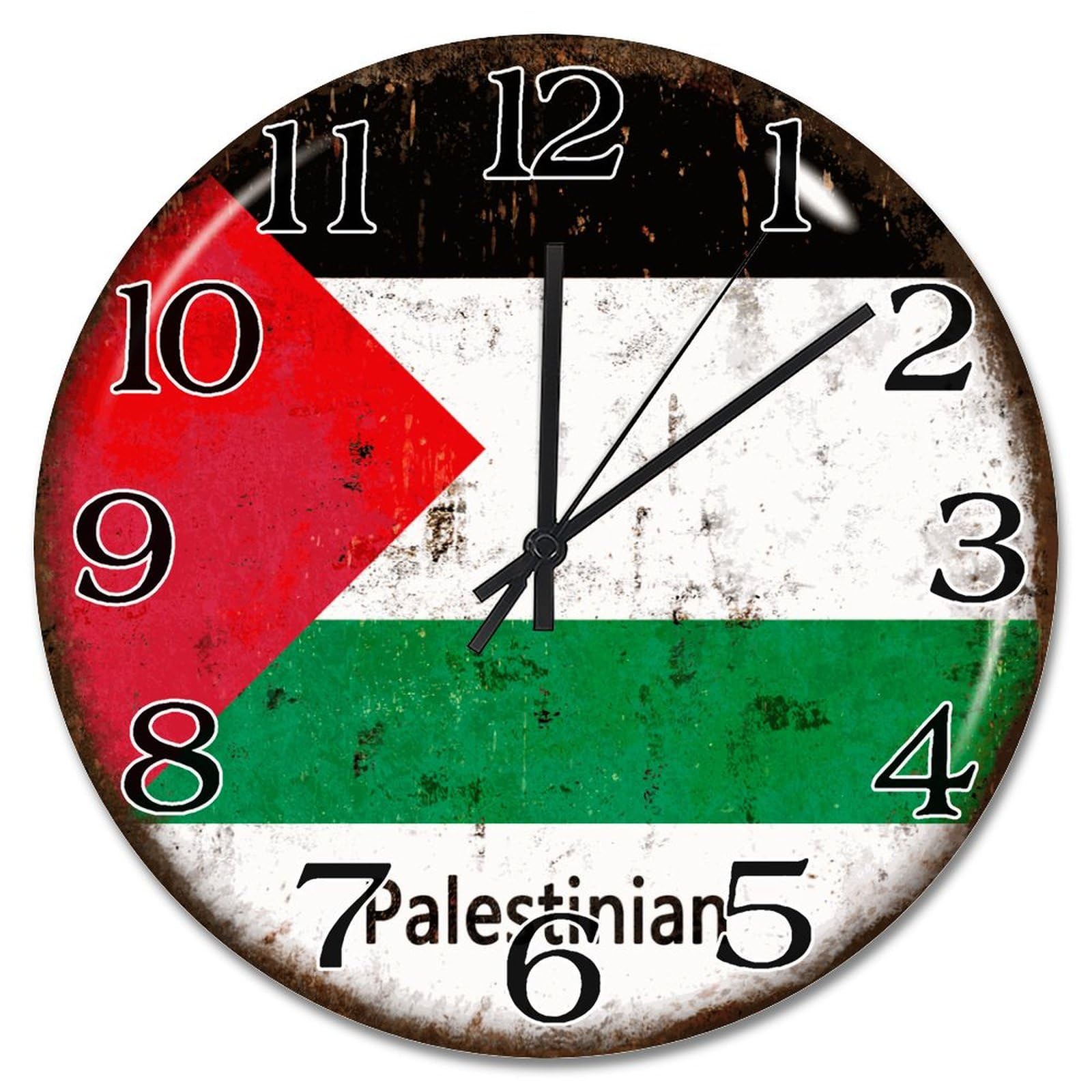 Horloge murale bois drapeau palestinien sans bruit chambre