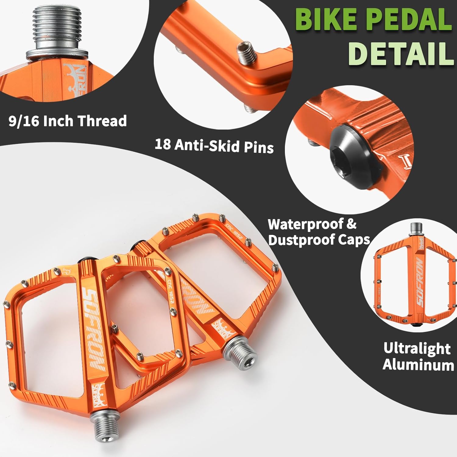 MTB Bike Pedals, Lightweight Mountain Bicycle Pedals for BMX/Road Bikes -Universal Aluminum Alloy Large Platform Pedal