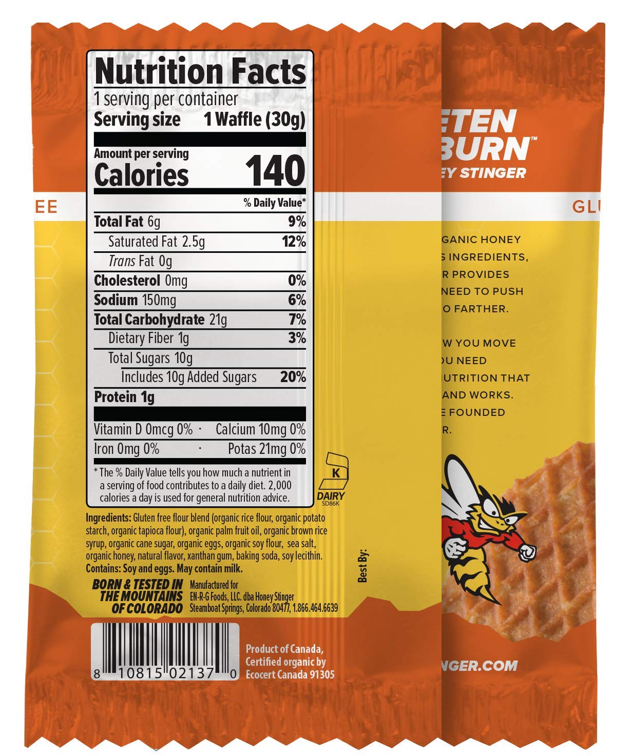 Honey Stinger Organic Gluten Free Waffle, Salted Caramel, Sports Nutrition, 1.06 Ounce (16 Count)