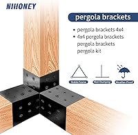 Vista 2 de Soportes para pérgola de 4 x 4, kit de herrajes para pérgola Woodworks (4 unidades), soporte de esquina de ángulo recto negro de 3 vías para cenador