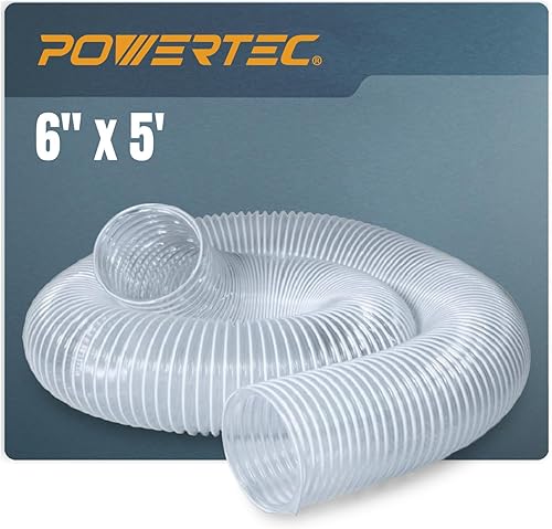Miniatura 14 de POWERTEC Manguera de recolección de polvo de 2-1/2 pulgadas x 10 pies, manguera flexible de PVC para sierra de mesa, sierra de cinta, mesa