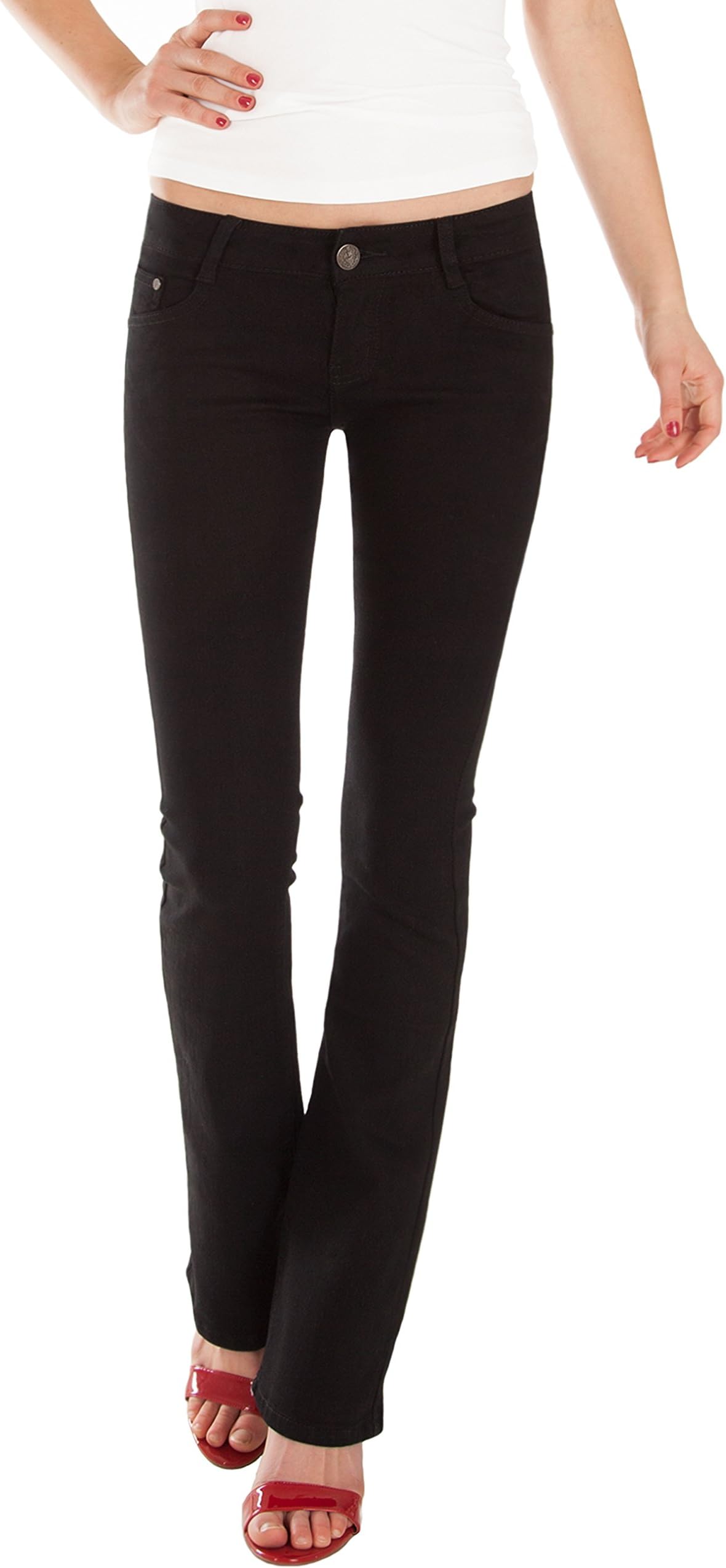 Fraternel Women's Jeans Trousers Boot-Cut Low Waist Black Size: S