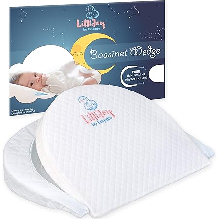 Amazon Com Lillijoy Premium Bassinet Wedge Pillow For Baby Fits Halo Bassinet 12 Incline Sleep Positioner For Elevated Head Torso Support Anti Reflux Sleeper For Infant Or Newborn