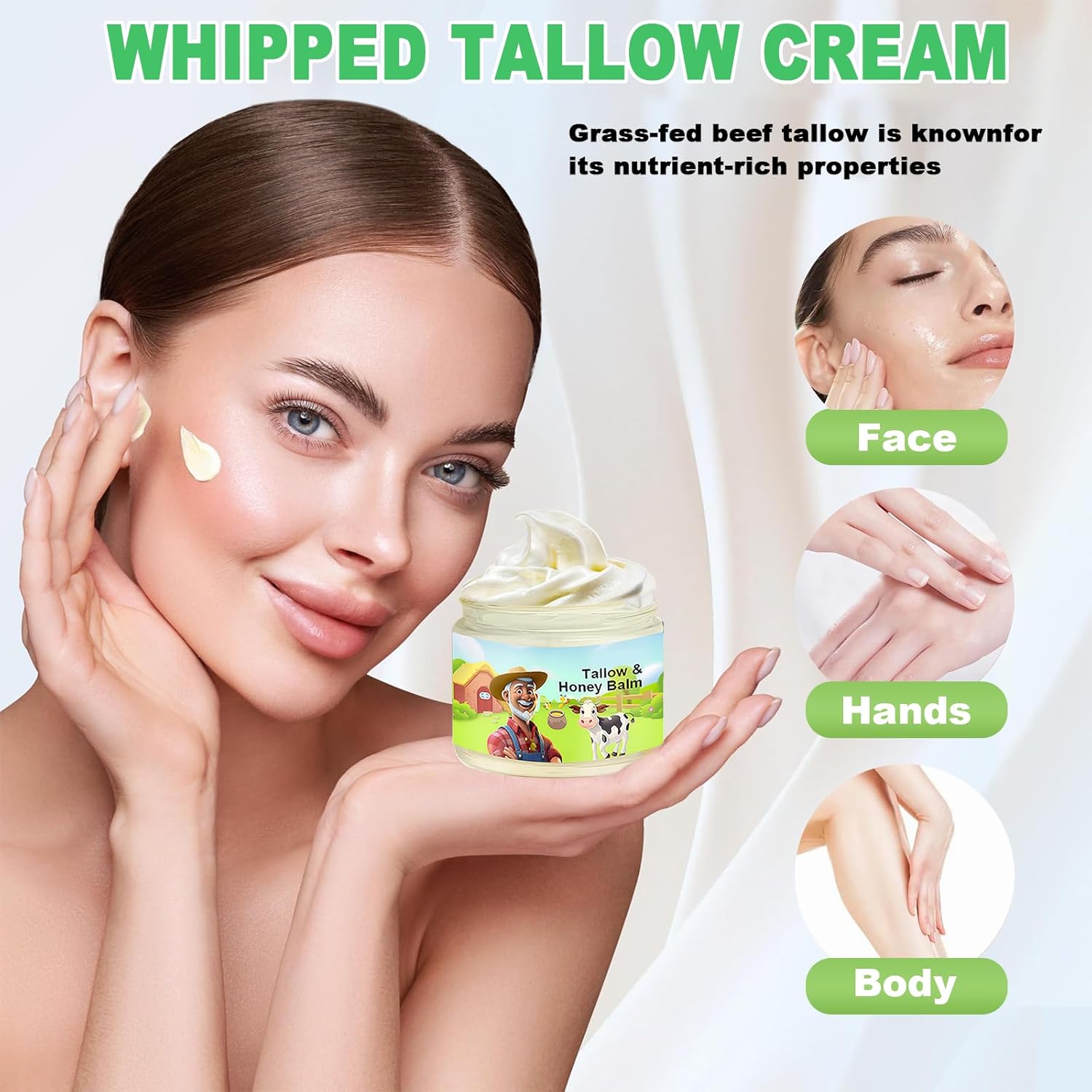 Handmade Tallow Honey Balm for Face Formula with Grass Fed Beef Tallow & Raw Honey Deeply Nourishing Hydrating Moisturizer with Beef Tallow for Skin (Unscented) - Image 5