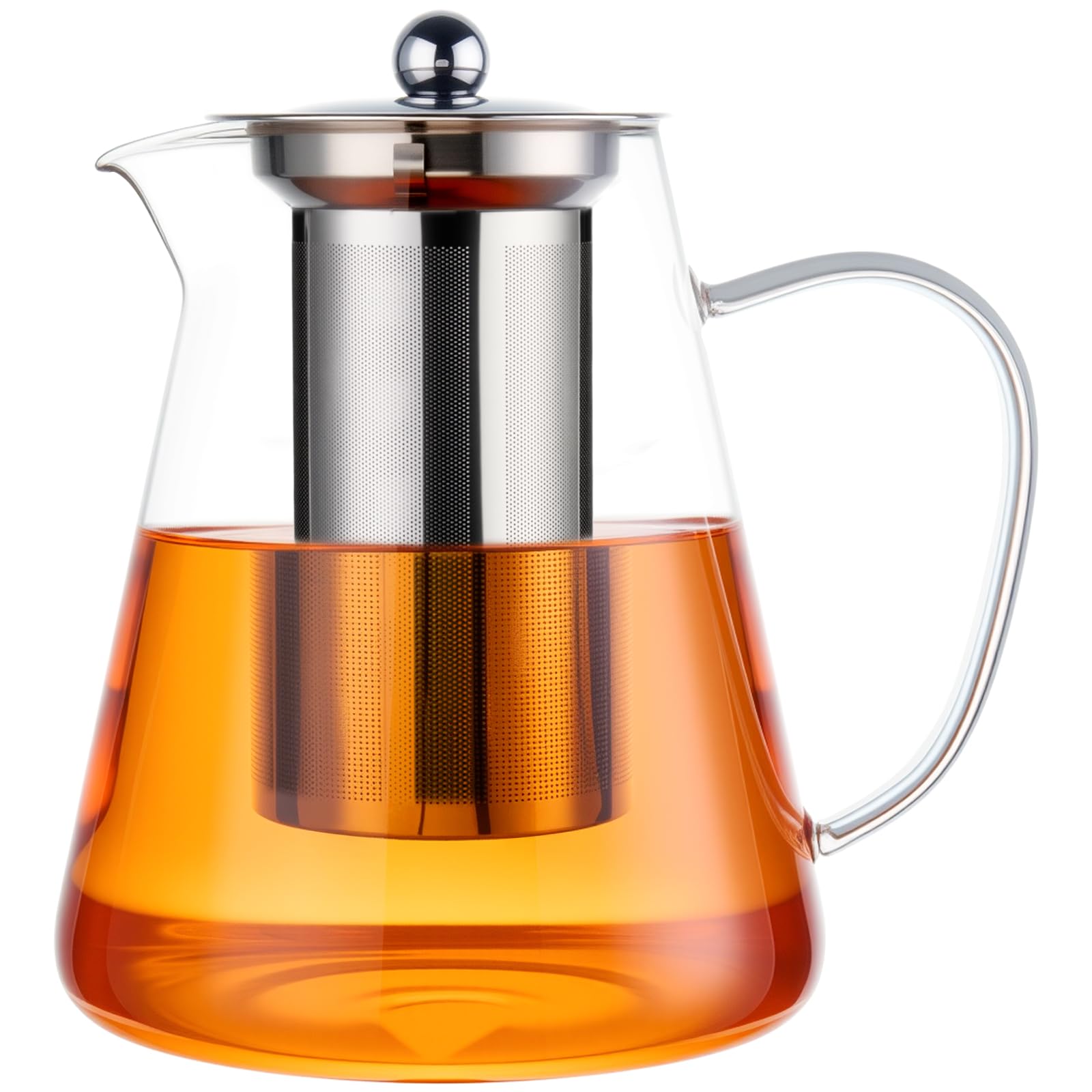 Baalaka Teapot with Infuser, 44 oz Borosilicate Glass Kettle, Stovetop