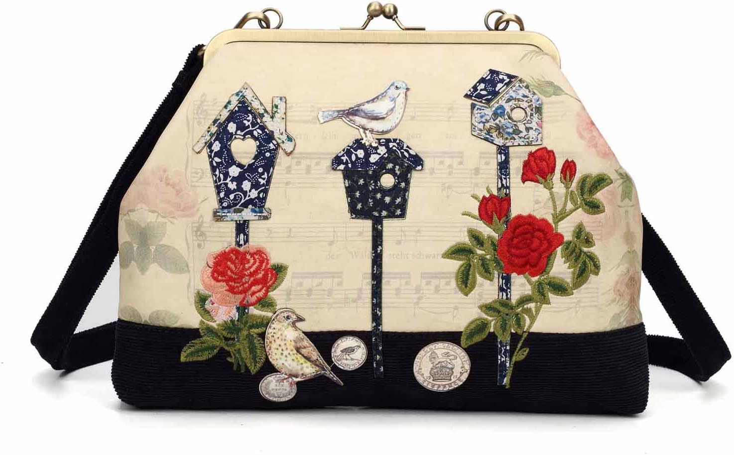 Women Designer Handbag Ladies Faux Leather Crossbody Songbird Clip Fastened Vintage Bag