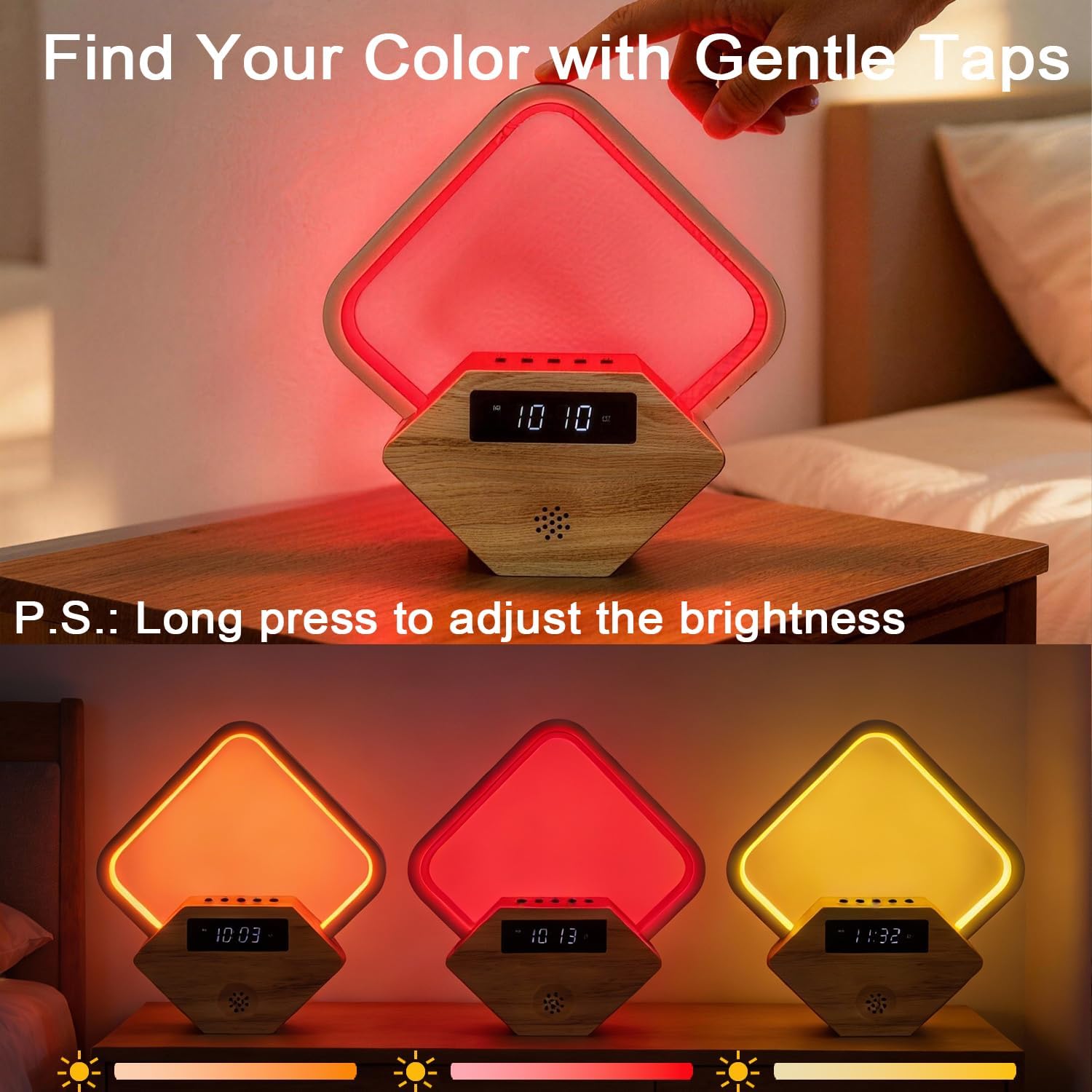 Red Light Therapy for Sleeping and Face 660nm Infrared with Sunrise Alarm Clock White Noise Machine 15 Soothing Sounds Sleep Aid 30/60/90min Timer 10 Alarm Ringtones USB C PD Phone Charger