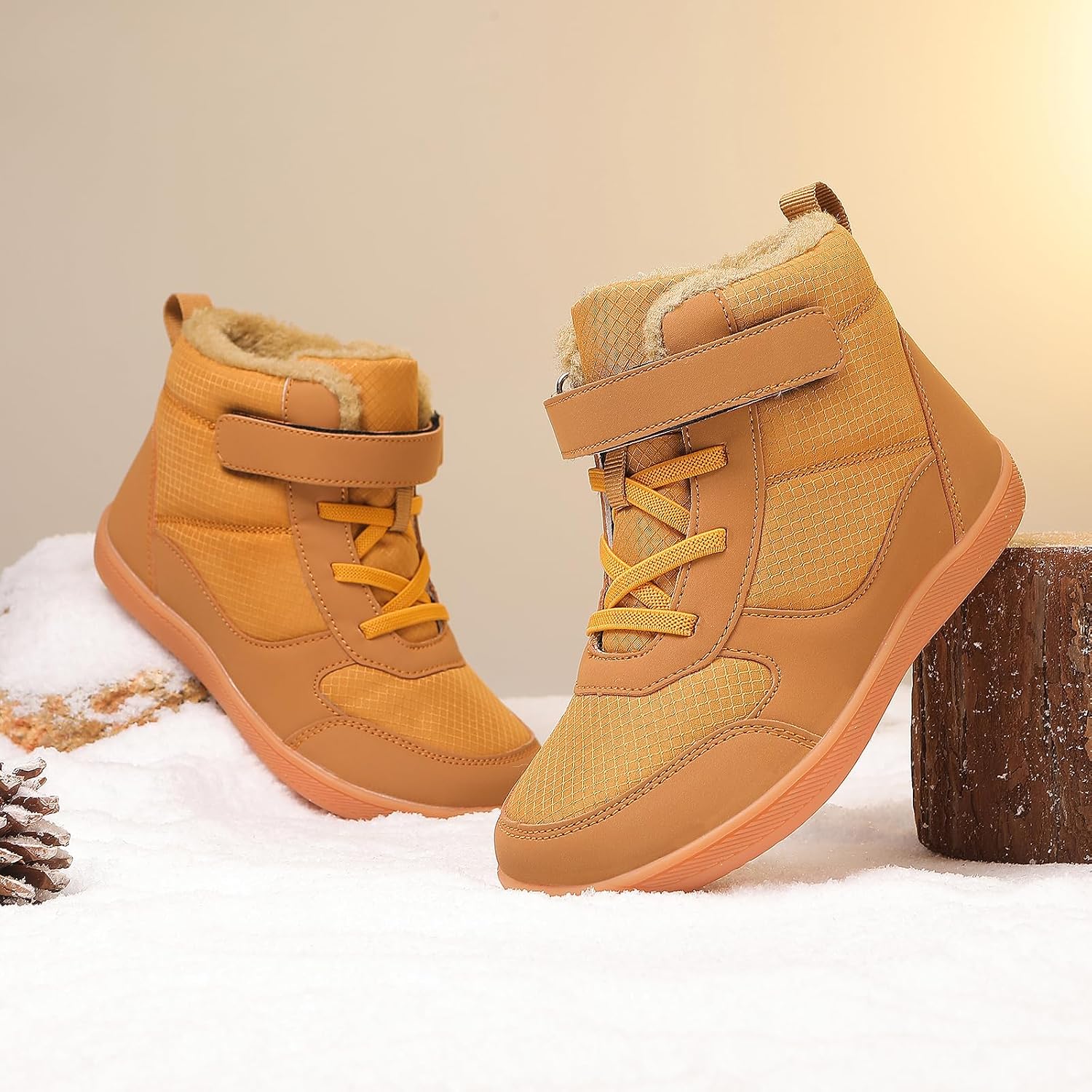 Kids Barefoot Snow Boots for Winter: Minimalist Zero Drop - Wide Toe Box Hiking Boots for Toddler/Boys/Girls