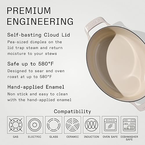 Miniatura 3 de Made In Utensilios de cocina, horno holandés de 7.5 cuartos de galón, lino, hierro fundido esmaltado, retención de calor y durabilidad
