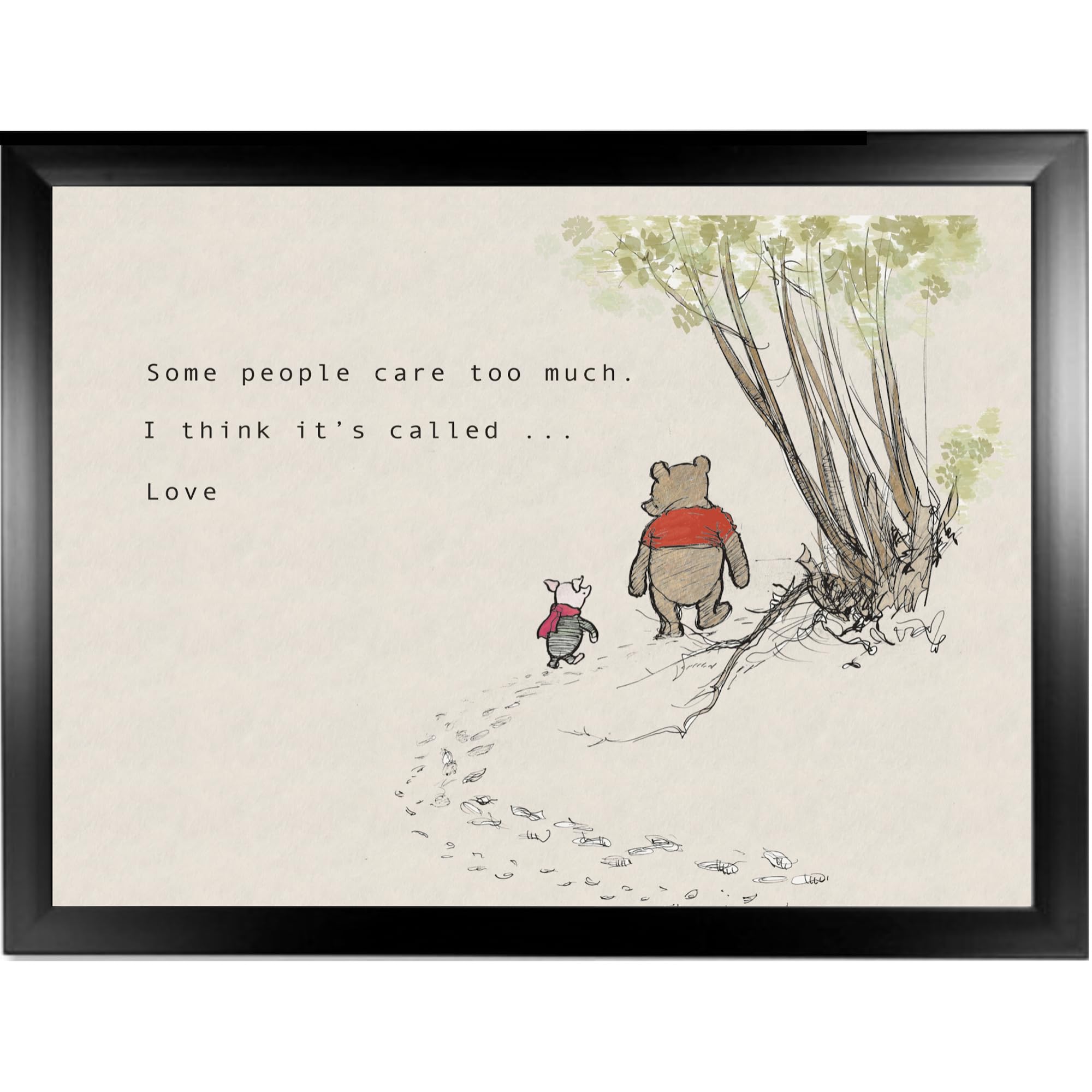 Trove Homewares Multicolour Winnie The Pooh Lap Tray: Some People Care Too Much Quote, Pooh Bear Lap Trays With Bean Bag Cushion, Friendship Gift Laptop Desk (Frame Choices X 4)