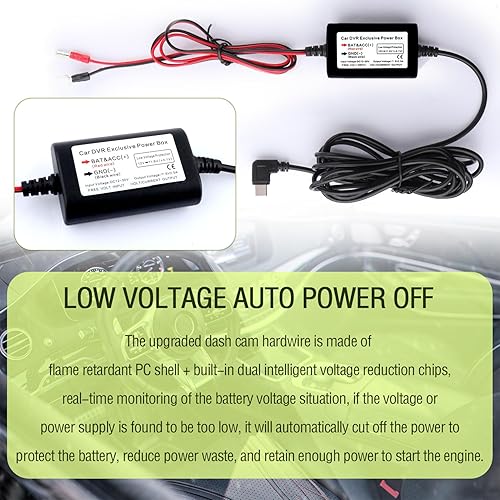 Miniatura 4 de Kit de cable de cámara de tablero USB C de 9.68 pies - 12V-30V a 5V 2.5A cargador de cámara de tablero de automóvil+4 tapones de fusible de coche de